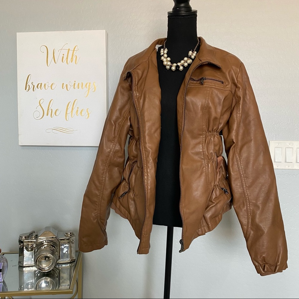 Brown Faux Leather Jacket